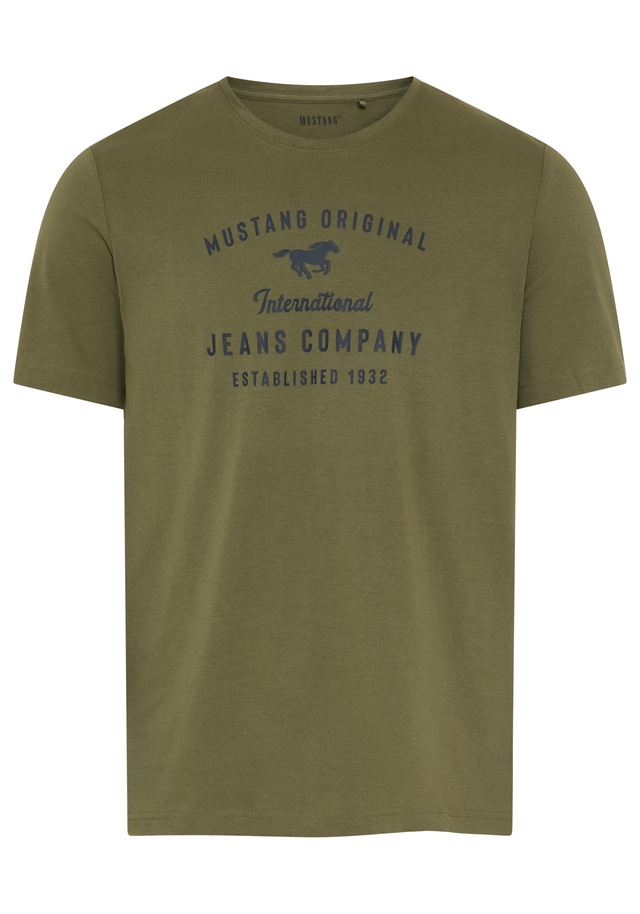 MUSTANG Rundhalsshirt »Alex Logoprint uni« normale Passform, Kurzarm-Design