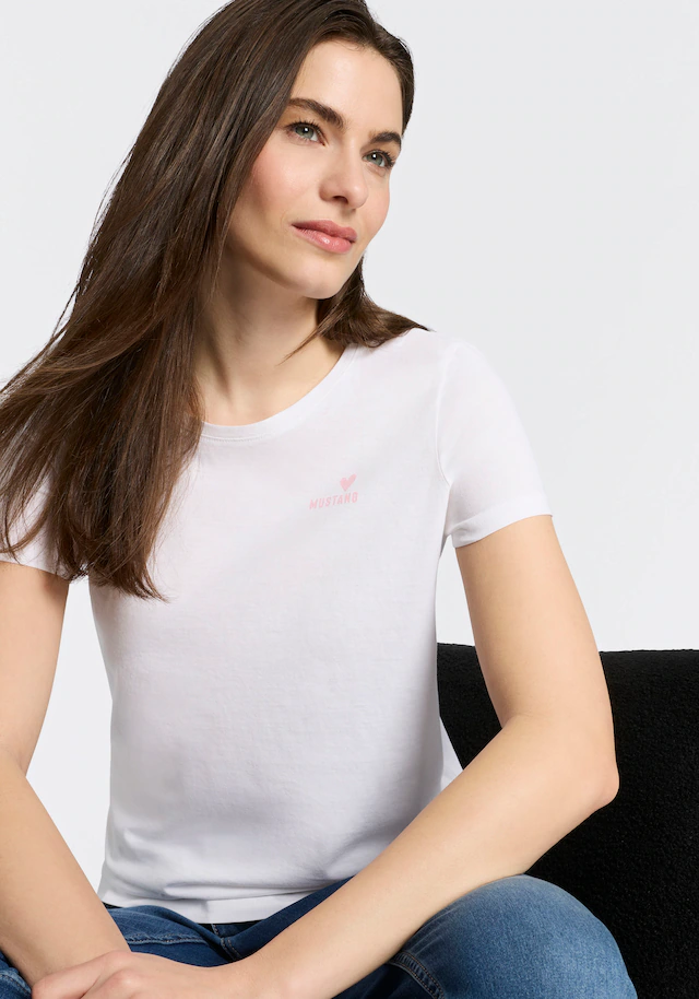 MUSTANG T-Shirt normale Passform, Kurzarm-Design