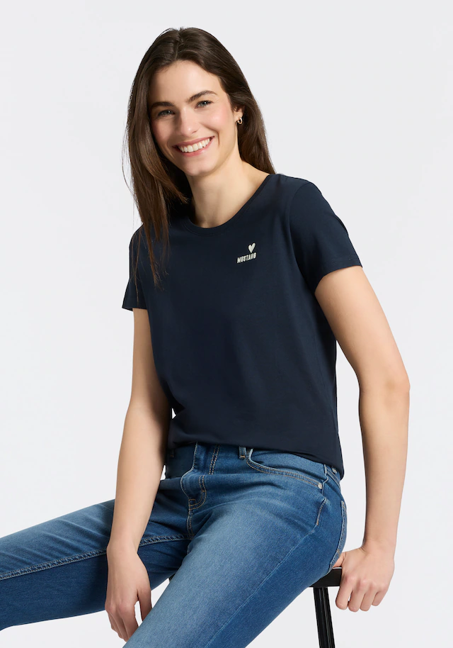 MUSTANG T-Shirt normale Passform, Kurzarm-Design