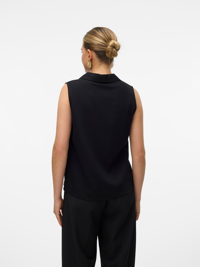 Vero Moda Blusentop »VMMYMILO SL V-NECK SHIRT WVN GA« mit Leinen