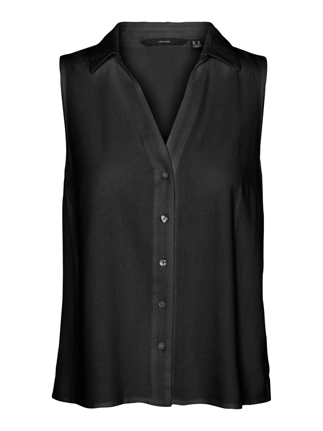 Vero Moda Blusentop »VMMYMILO SL V-NECK SHIRT WVN GA« mit Leinen