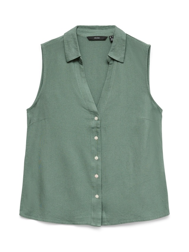 Vero Moda Blusentop »VMMYMILO SL V-NECK SHIRT WVN GA« mit Leinen