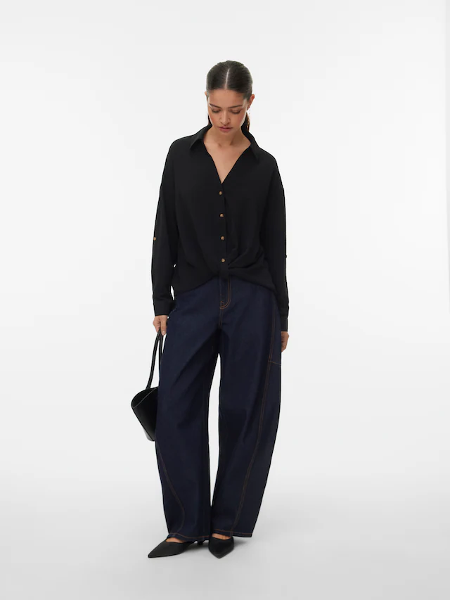 Vero Moda Hemdbluse »VMIZZY LS DETAIL SHIRT WVN BTQ GA« mit geknoteter Front