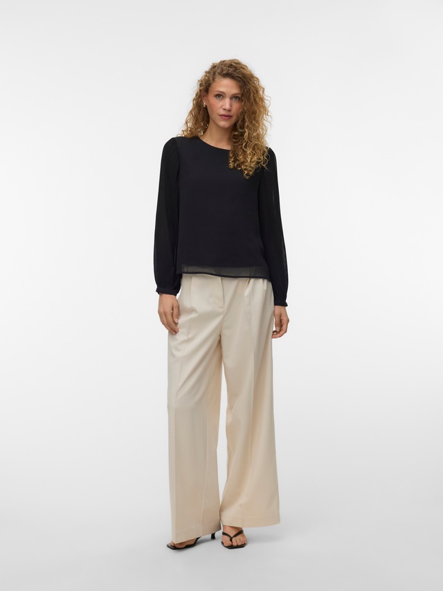 Vero Moda Blusenshirt »VMSIGNE LS PLISSE TOP WVN« mit Schlingenverschluss