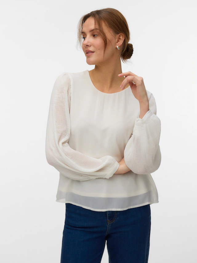 Vero Moda Blusenshirt »VMSIGNE LS PLISSE TOP WVN« mit Schlingenverschluss