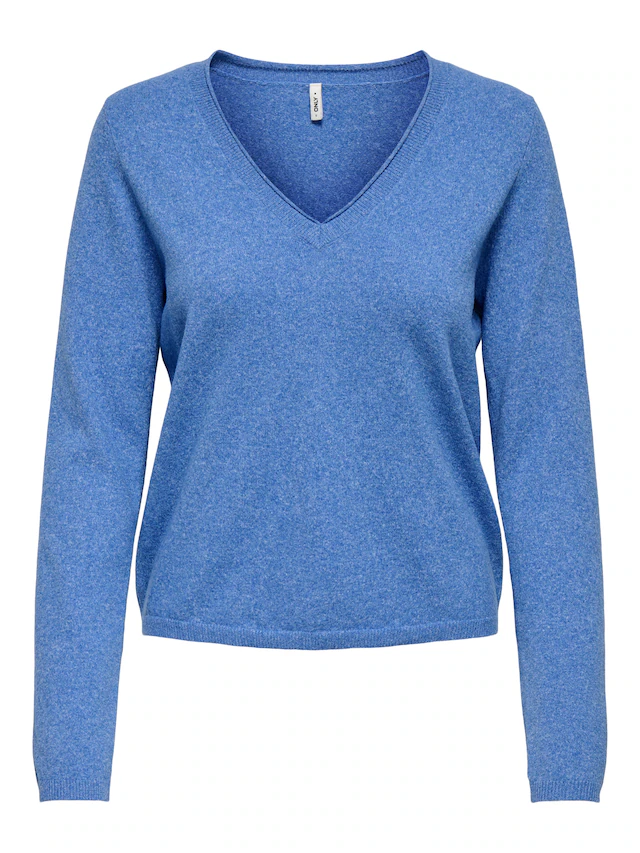 ONLY V-Ausschnitt-Pullover »ONLLOYAL LIFE LS V-NECK PULLO KNT NOOS« Materialmix