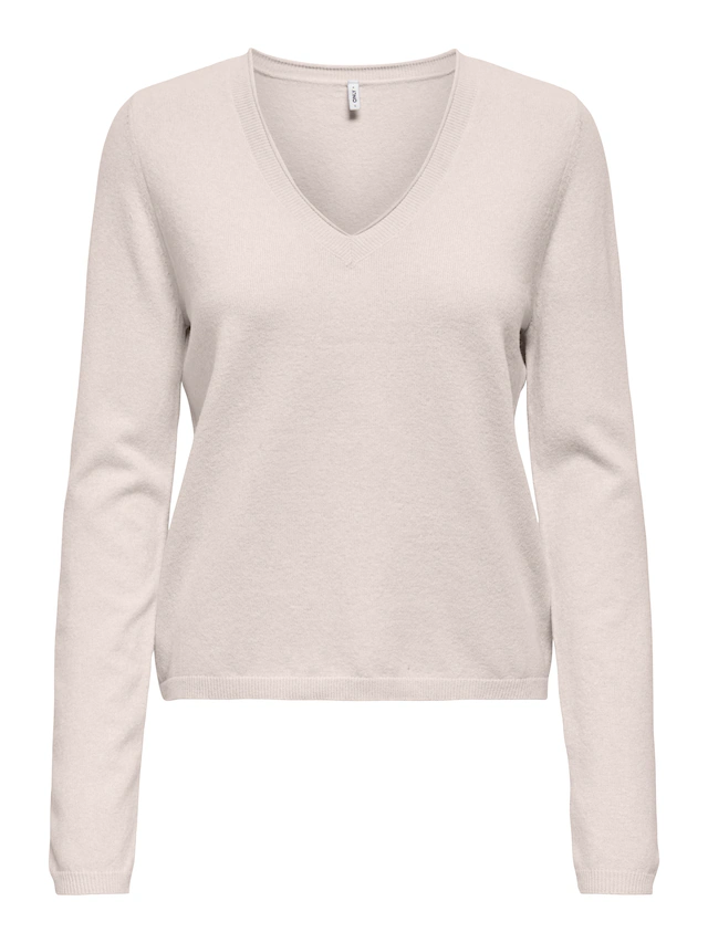 ONLY V-Ausschnitt-Pullover »ONLLOYAL LIFE LS V-NECK PULLO KNT NOOS« Materialmix