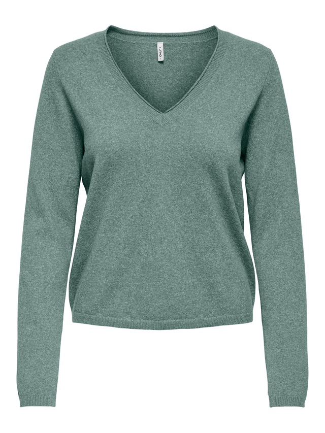 ONLY V-Ausschnitt-Pullover »ONLLOYAL LIFE LS V-NECK PULLO KNT NOOS« Materialmix