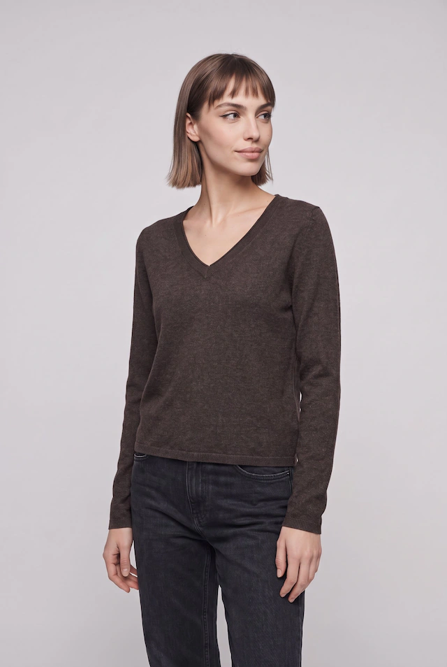 ONLY V-Ausschnitt-Pullover »ONLLOYAL LIFE LS V-NECK PULLO KNT NOOS« Materialmix
