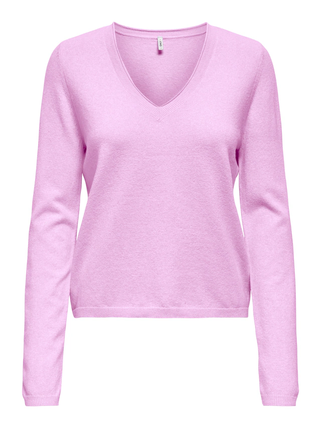 ONLY V-Ausschnitt-Pullover »ONLLOYAL LIFE LS V-NECK PULLO KNT NOOS« Materialmix