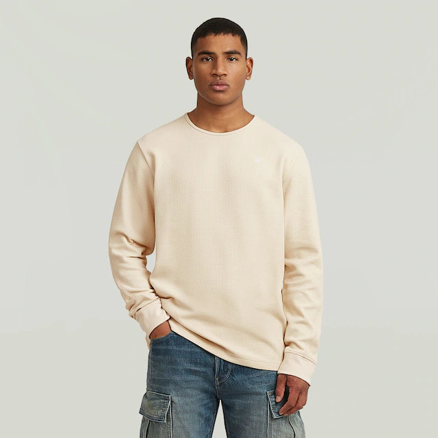 G-STAR Longsleeve »Structured Tweeter« in Waffel-Struktur, mit Logostickerei