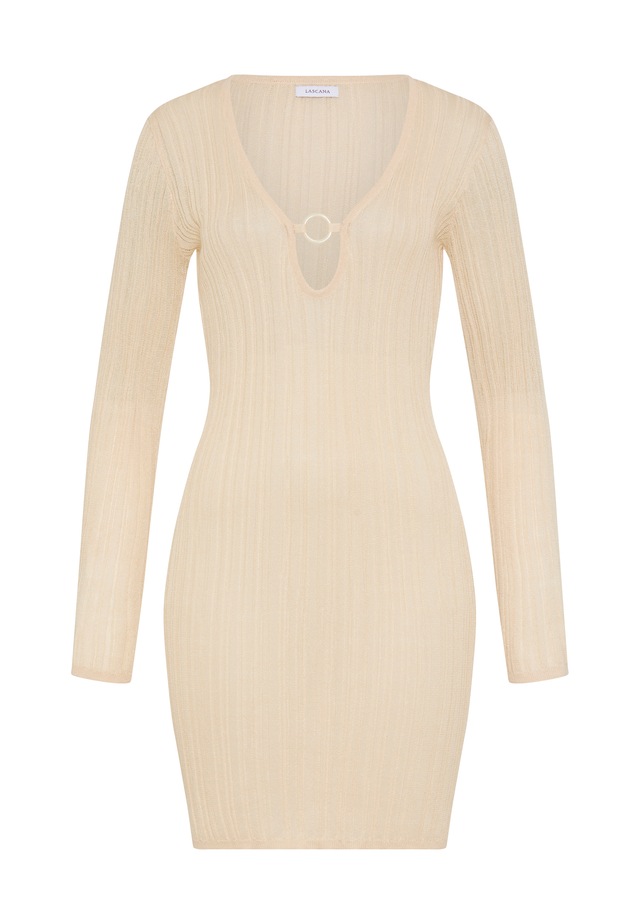 LSCN by LASCANA Strandkleid Strickkleid mit langen Ärmeln, Cover-up, Beachkleid