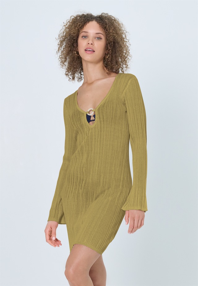 LSCN by LASCANA Strandkleid Strickkleid mit langen Ärmeln, Cover-up, Beachkleid