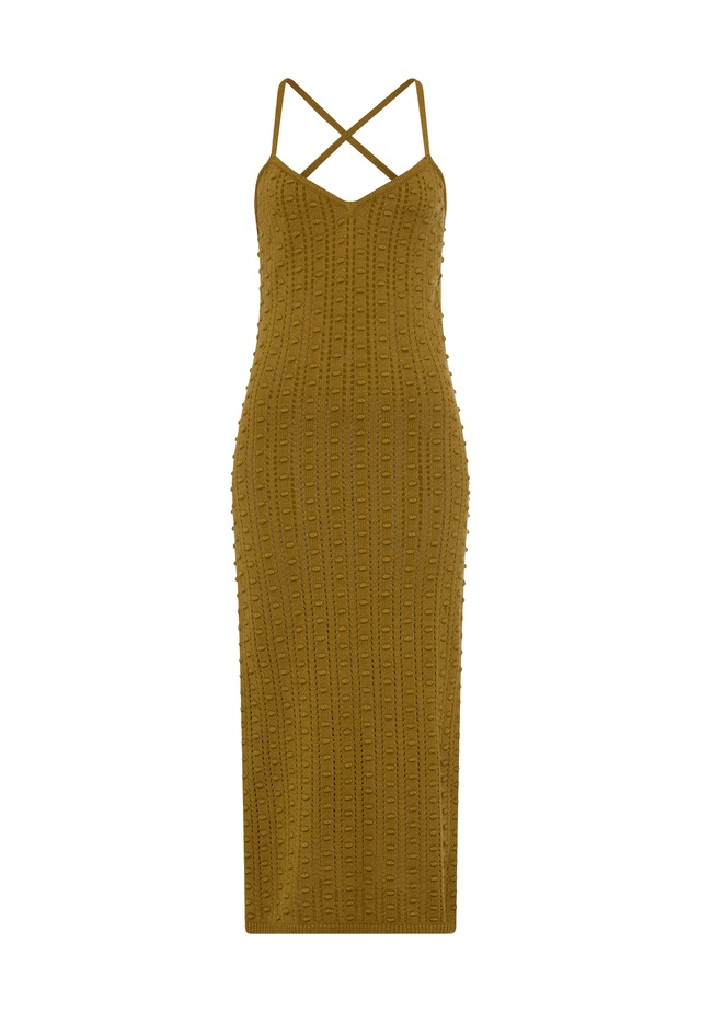 LSCN by LASCANA Strickkleid »mit tiefem Rückenausschnitt« in Midilänge mit gekreuzten Trägern hinten, Midikleid, Strandkleid