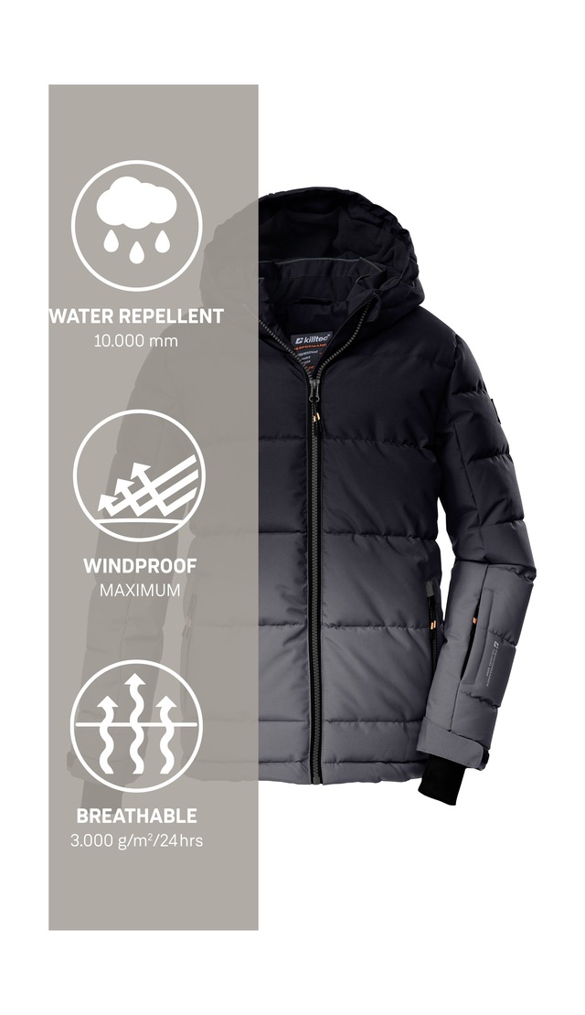 Killtec Skijacke »KSW 382 BYS SKI QLTD JCKT« Wasserabweisende, winddichte Winterjacke mit regulierbarer Kapuze