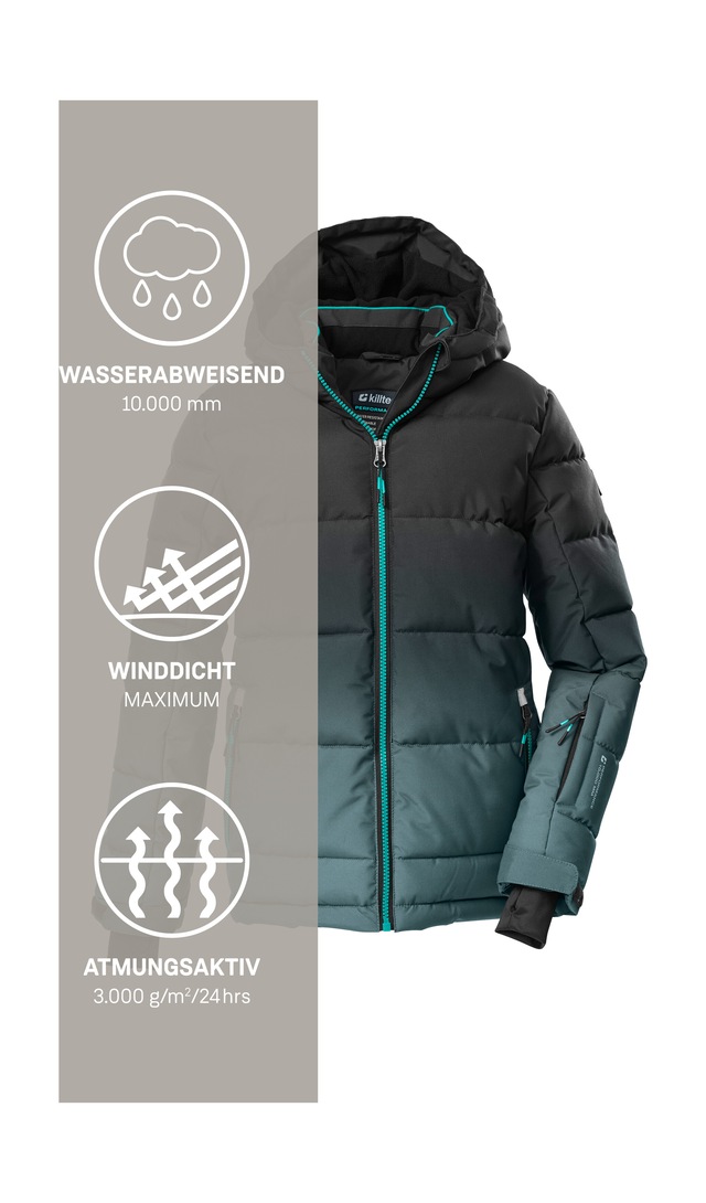 Killtec Skijacke »KSW 382 BYS SKI QLTD JCKT« Wasserabweisende, winddichte Winterjacke mit regulierbarer Kapuze