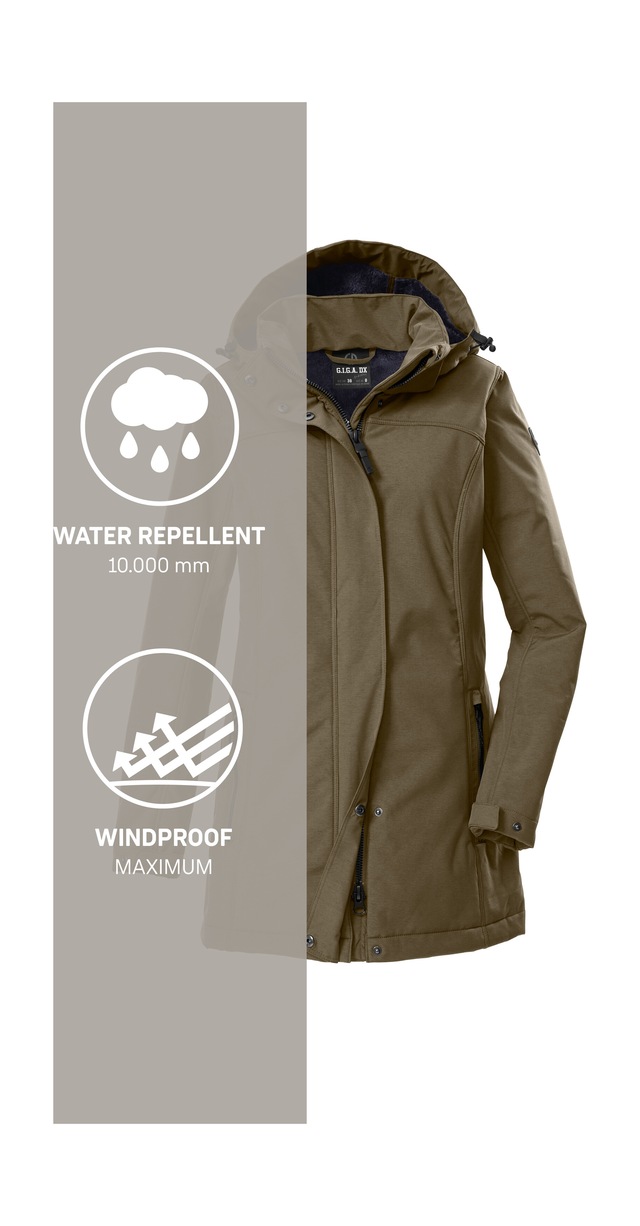 G.I.G.A. DX by killtec Softshellparka »GW 36 WMN SFTSHLL PRK« Softshellparka: wasserdicht, Teddyfell, 2-Wege-Reißverschluss