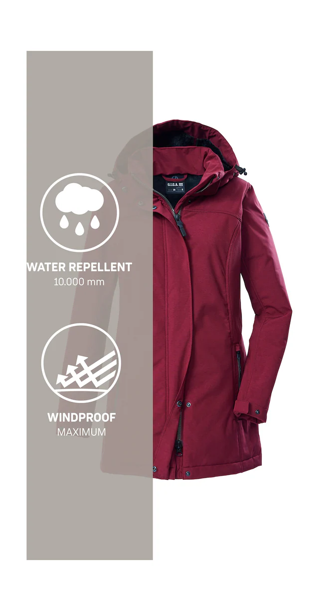 G.I.G.A. DX by killtec Softshellparka »GW 36 WMN SFTSHLL PRK« Softshellparka: wasserdicht, Teddyfell, 2-Wege-Reißverschluss
