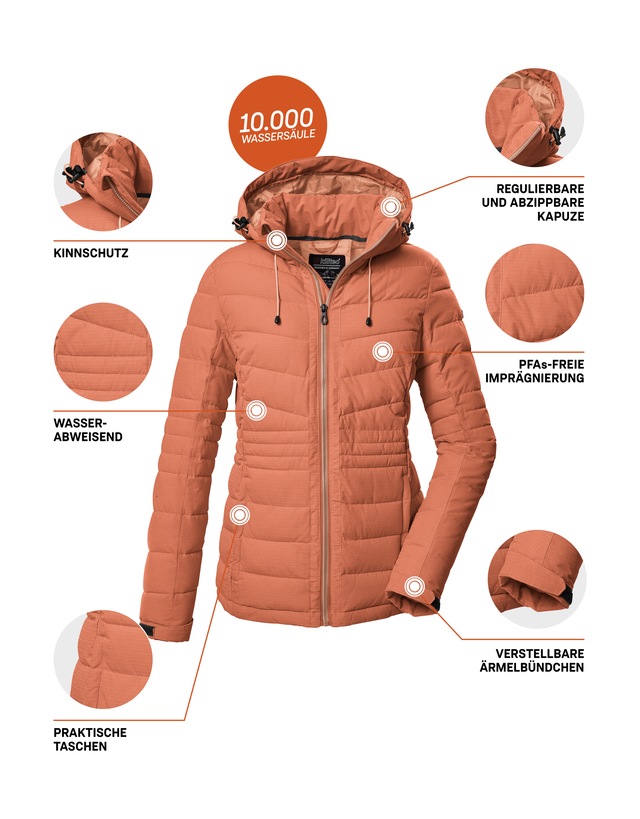 Killtec Steppjacke »KOW 10 WMN QLTD JCKT« Damenjacke: abnehmbare Kapuze, wasserabweisend, atmungsaktiv