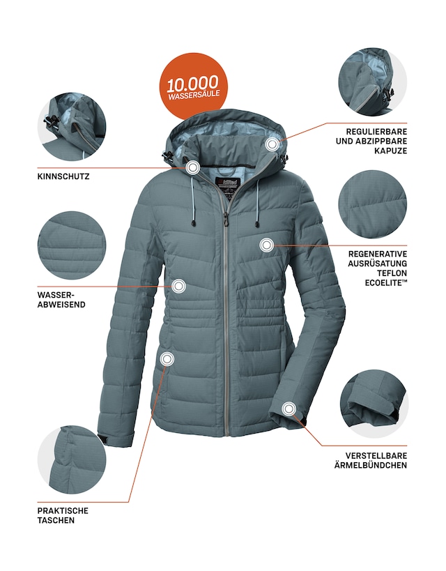 Killtec Steppjacke »KOW 10 WMN QLTD JCKT« Damenjacke: abnehmbare Kapuze, wasserabweisend, atmungsaktiv