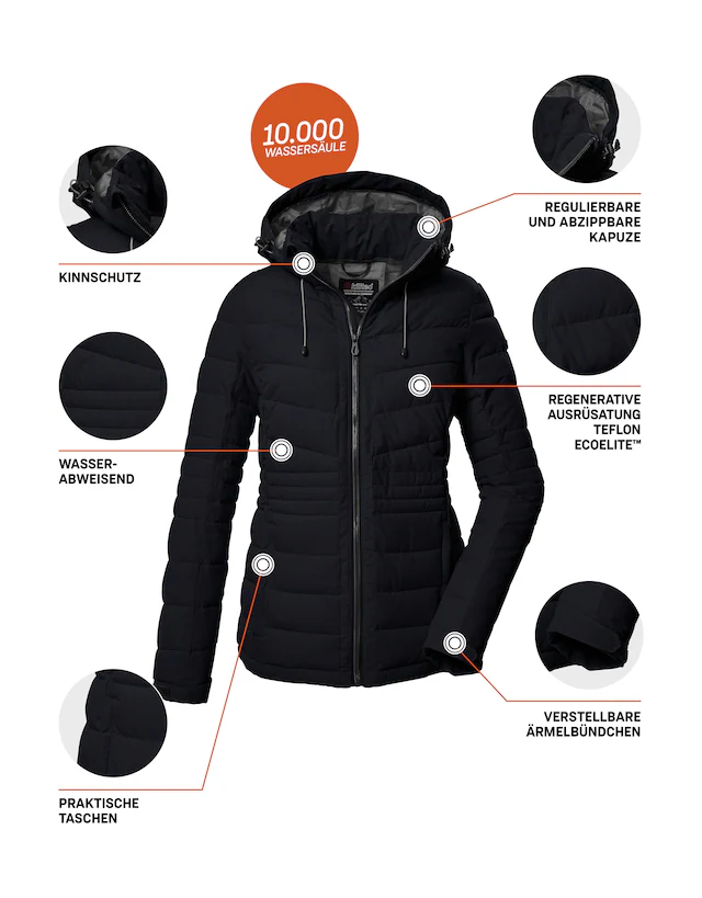 Killtec Steppjacke »KOW 10 WMN QLTD JCKT« Damenjacke: abnehmbare Kapuze, wasserabweisend, atmungsaktiv