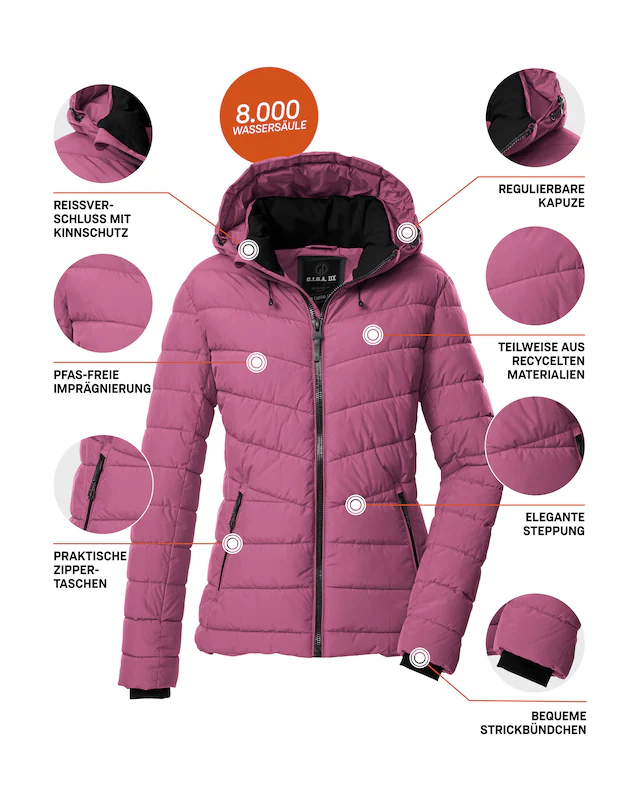 G.I.G.A. DX by killtec Steppjacke »GW 32 WMN QLTD JCKT« Elegante Damenjacke, wasserabweisend, atmungsaktiv, abnehmbare Kapuze