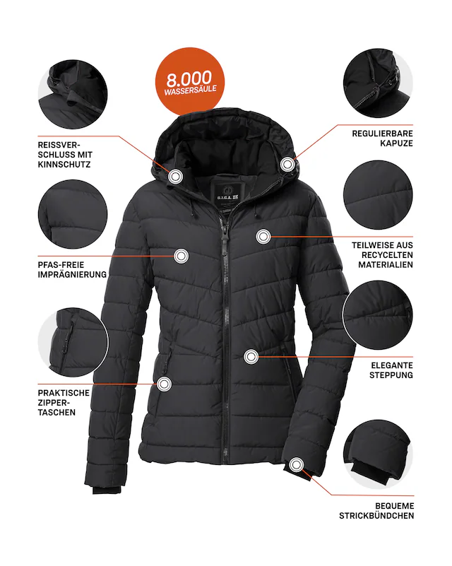 G.I.G.A. DX by killtec Steppjacke »GW 32 WMN QLTD JCKT« Elegante Damenjacke, wasserabweisend, atmungsaktiv, abnehmbare Kapuze