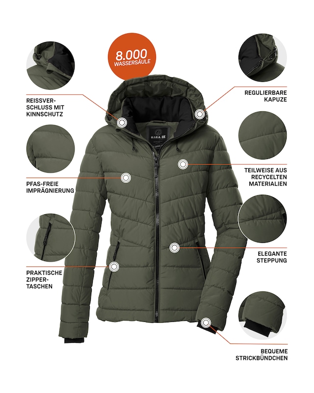 G.I.G.A. DX by killtec Steppjacke »GW 32 WMN QLTD JCKT« Elegante Damenjacke, wasserabweisend, atmungsaktiv, abnehmbare Kapuze