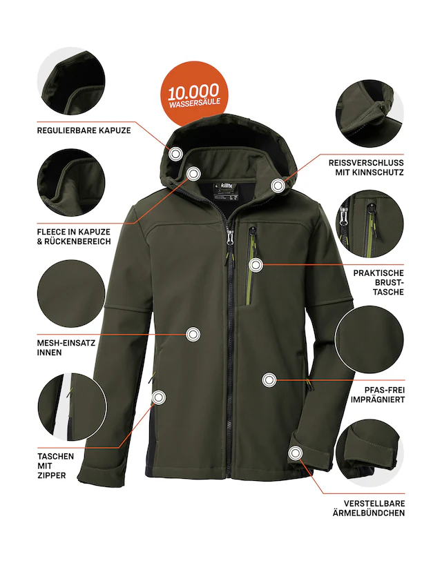 Killtec Softshelljacke »KOW 226 BYS SFTSHLL JCKT« Wind- und wasserabweisende Kinder-Softshelljacke, Fleece, Reflektoren