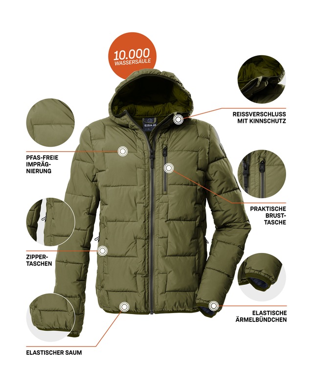 G.I.G.A. DX by killtec Steppjacke »GW 72 MN QLTD JCKT« Wasserabweisende Herren Steppjacke mit 10.000 mm Wassersäule