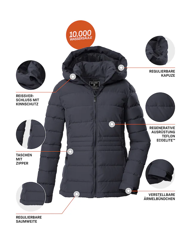Killtec Steppjacke »KOW 10 WMN QLTD JCKT« Winddichte, wasserabweisende Damen Steppjacke mit verstellbarer Kapuze