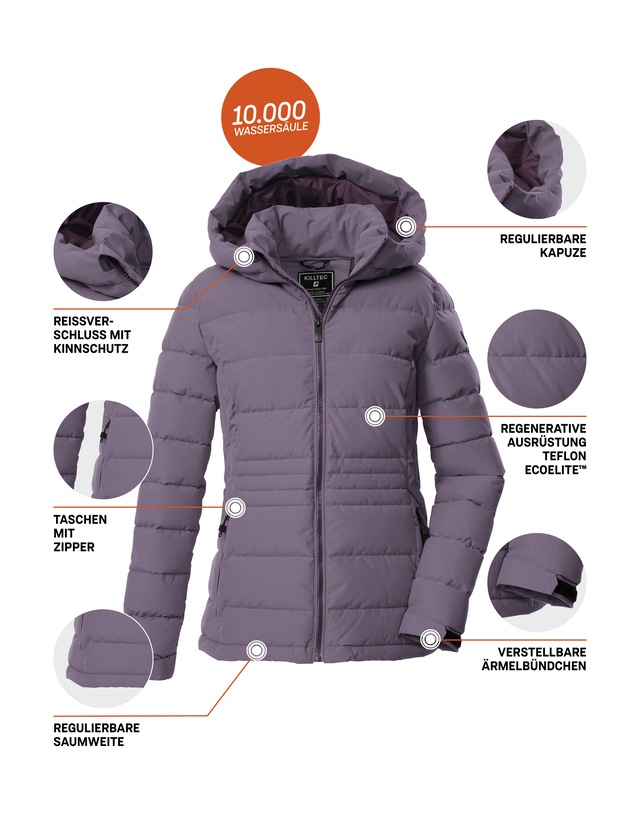 Killtec Steppjacke »KOW 10 WMN QLTD JCKT« Winddichte, wasserabweisende Damen Steppjacke mit verstellbarer Kapuze