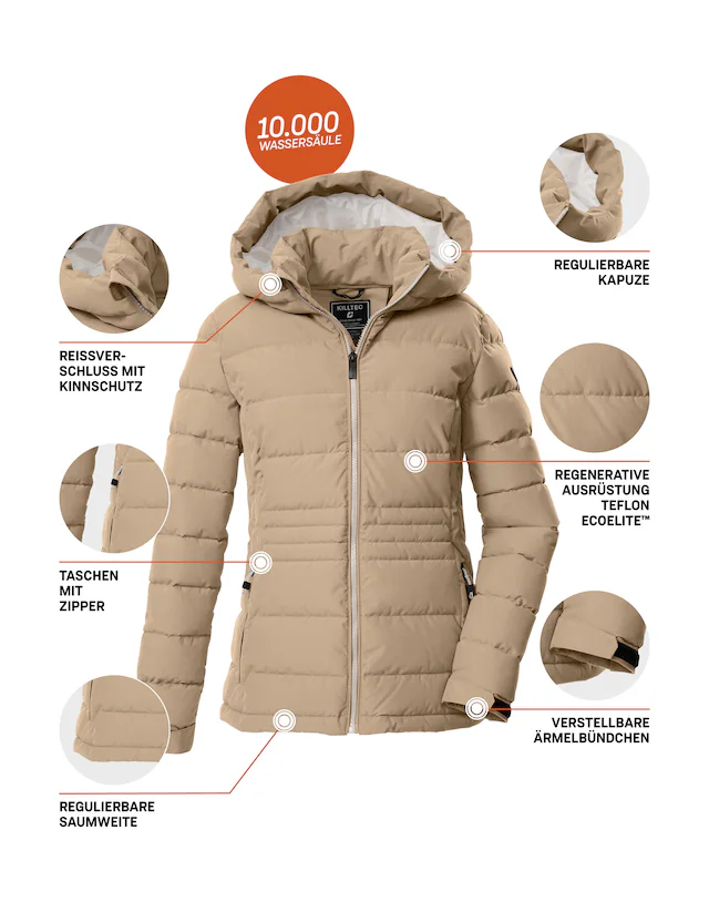 Killtec Steppjacke »KOW 10 WMN QLTD JCKT« Winddichte, wasserabweisende Damen Steppjacke mit verstellbarer Kapuze