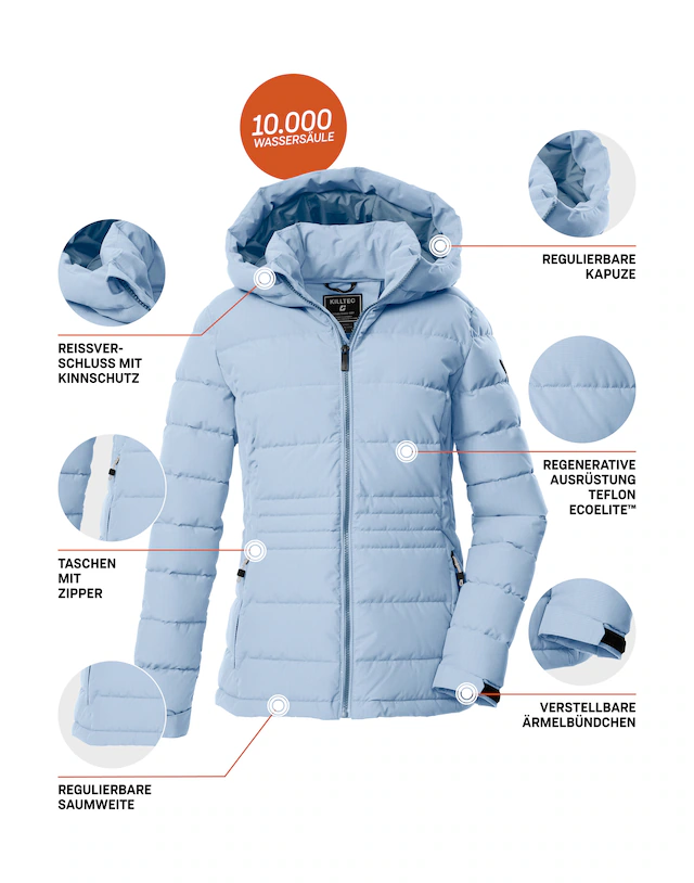 Killtec Steppjacke »KOW 10 WMN QLTD JCKT« Winddichte, wasserabweisende Damen Steppjacke mit verstellbarer Kapuze