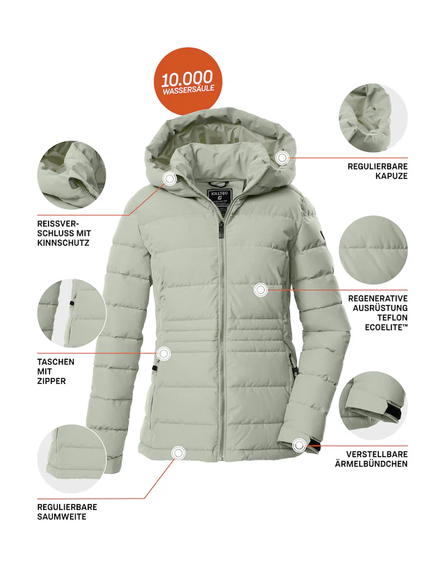 Killtec Steppjacke »KOW 10 WMN QLTD JCKT« Winddichte, wasserabweisende Damen Steppjacke mit verstellbarer Kapuze