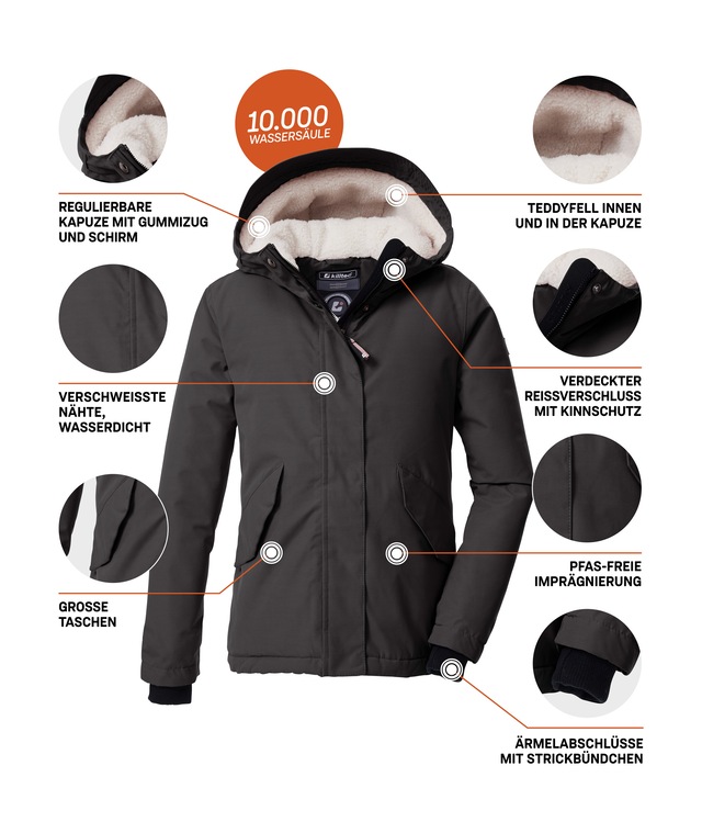 Killtec Funktionsjacke »KOW 235 GRLS JCKT« Wind- und wasserdichte Kids-Jacke mit Teddyfell und Teflon EcoElite™