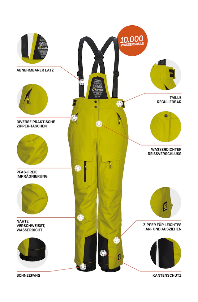 Killtec Skihose »KSW 204 BYS SKI PNTS« Wasserdichte, atmungsaktive Skihose mit verstellbarem Latz und Trägern