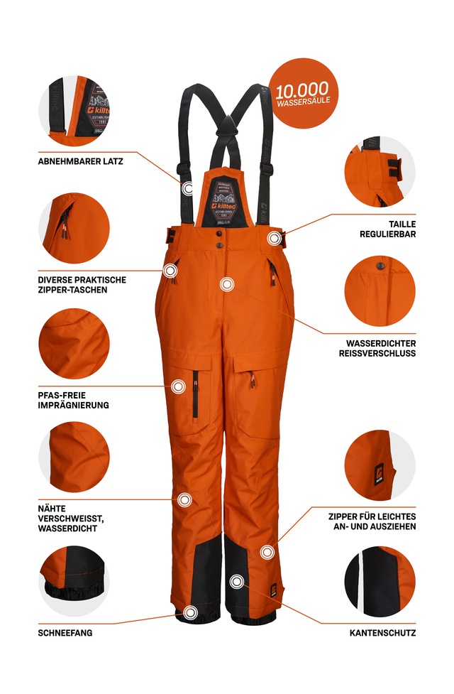 Killtec Skihose »KSW 204 BYS SKI PNTS« Wasserdichte, atmungsaktive Skihose mit verstellbarem Latz und Trägern