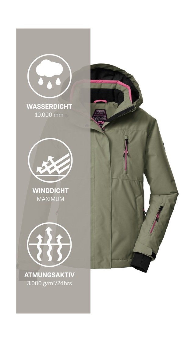 Killtec Skijacke »KSW 205 GRLS SKI JCKT« Wasserdichte, atmungsaktive Ski-Jacke mit verstellbarer Kapuze