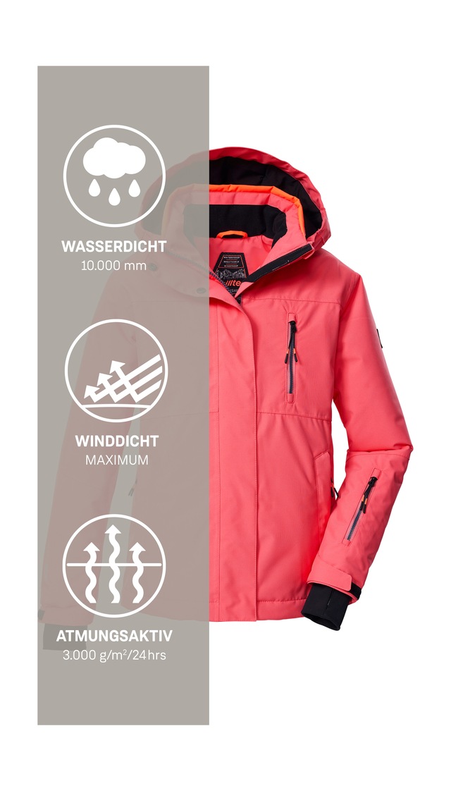 Killtec Skijacke »KSW 205 GRLS SKI JCKT« Wasserdichte, atmungsaktive Ski-Jacke mit verstellbarer Kapuze