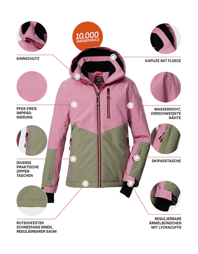 Killtec Skijacke »KSW 207 GRLS SKI JCKT« Wasserdichte, atmungsaktive Kinderjacke mit reflektierenden Details