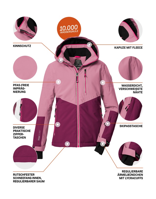 Killtec Skijacke »KSW 207 GRLS SKI JCKT« Wasserdichte, atmungsaktive Kinderjacke mit reflektierenden Details