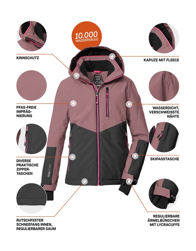 Killtec Skijacke »KSW 207 GRLS SKI JCKT« Wasserdichte, atmungsaktive Kinderjacke mit reflektierenden Details