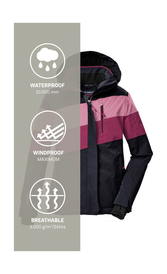 Killtec Skijacke »KSW 197 GRLS SKI JCKT« Wasserdicht, atmungsaktiv, verstellbare Kapuze, viele Taschen