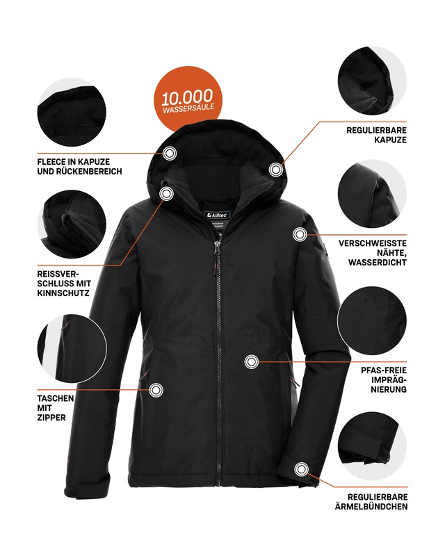 Killtec Funktionsjacke »KOW 217 GRLS JCKT« Wind- und wasserdichte Kinderjacke mit Fleece und verstellbarer Kapuze