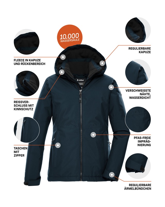 Killtec Funktionsjacke »KOW 217 GRLS JCKT« Wind- und wasserdichte Kinderjacke mit Fleece und verstellbarer Kapuze