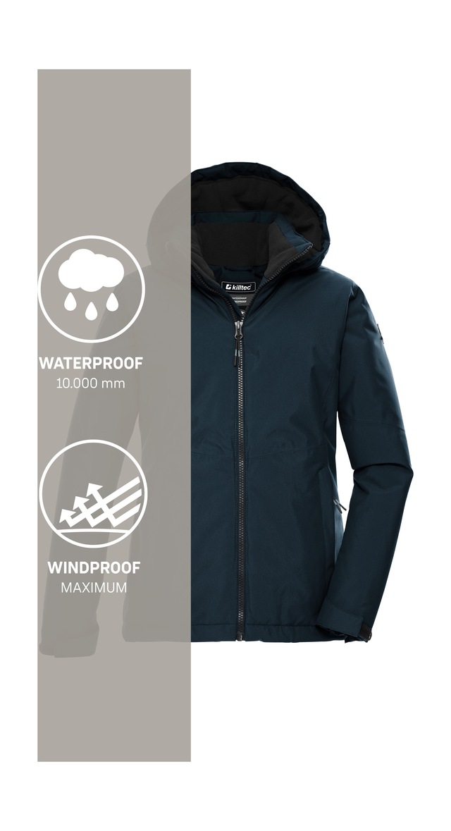 Killtec Funktionsjacke »KOW 217 GRLS JCKT« Wind- und wasserdichte Kinderjacke mit Fleece und verstellbarer Kapuze