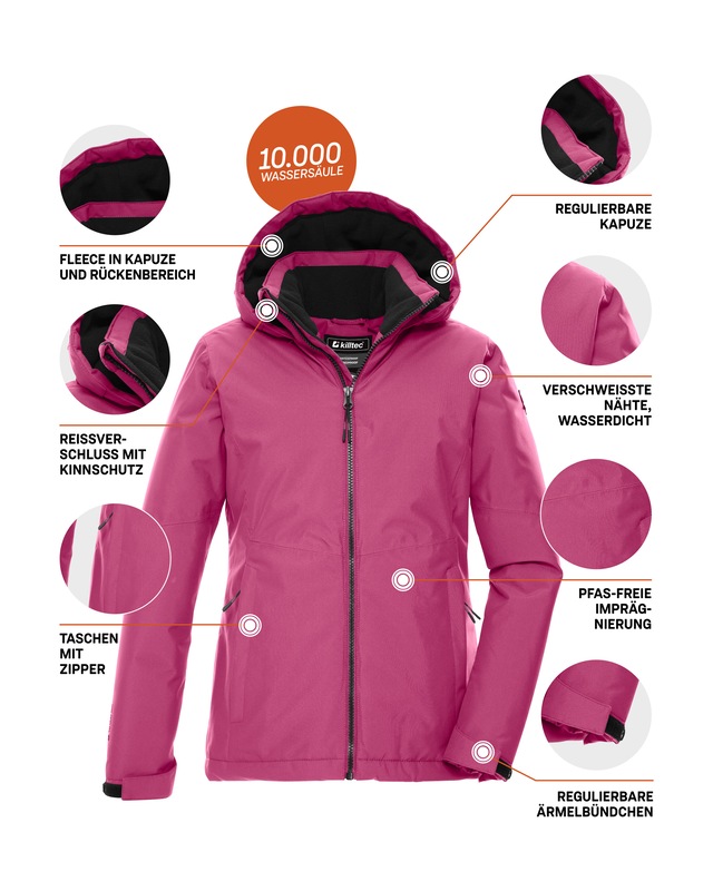 Killtec Funktionsjacke »KOW 217 GRLS JCKT« Wind- und wasserdichte Kinderjacke mit Fleece und verstellbarer Kapuze