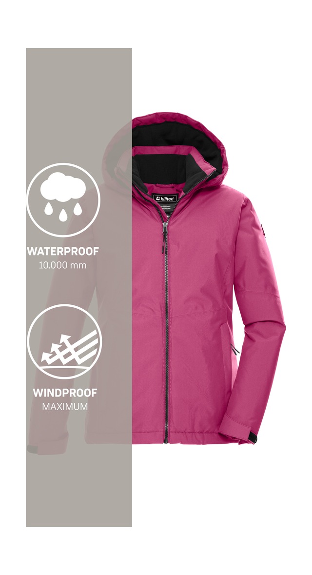 Killtec Funktionsjacke »KOW 217 GRLS JCKT« Wind- und wasserdichte Kinderjacke mit Fleece und verstellbarer Kapuze