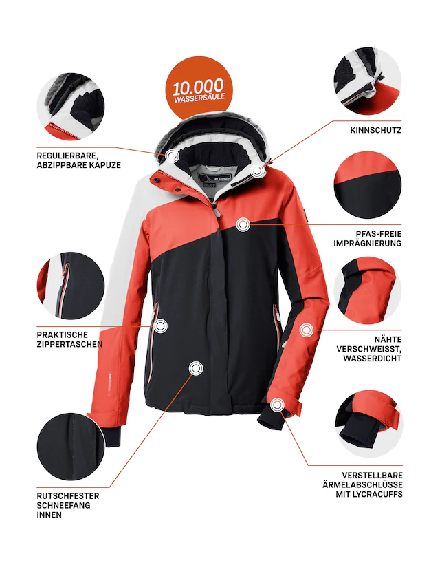 Killtec Skijacke »KSW 26 WMN SKI JCKT« Wind- und wasserdichte Skijacke, atmungsaktiv, viele Taschen